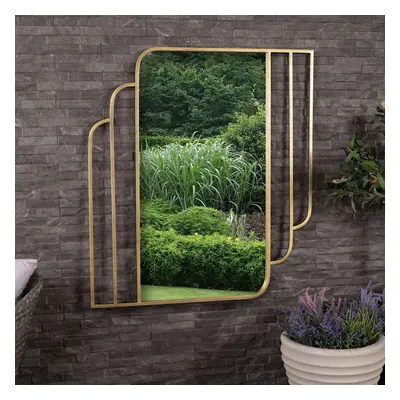 CHARLES BENTLEY Prague Rectangular Mirror in Gold, Weather Resistant, Shatterproof, Wall Mounted