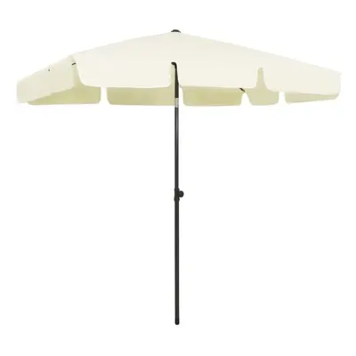 vidaXL Beach Umbrella Sand Yellow Patio Oparasol Sun Shelter Sunshade Outdoor