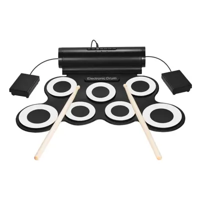 (White) Portable Digital Stereo Electronic Drum Set