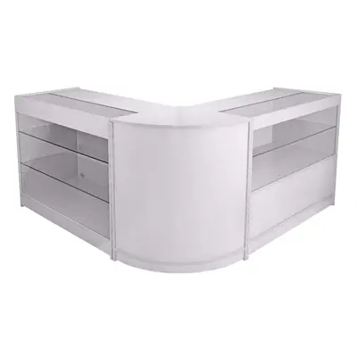 Shop Counters Retail Brilliant White Shelves Storage Display Cabinet Showcase Glass