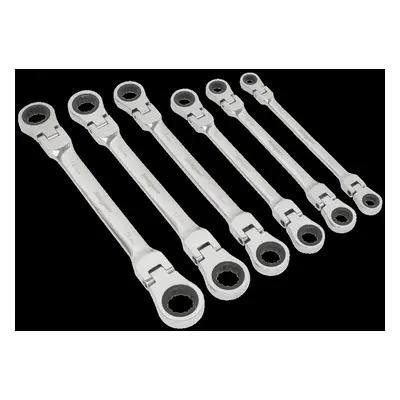 Flexi-Head Double End Ratchet Ring Spanner Set 6pc Metric