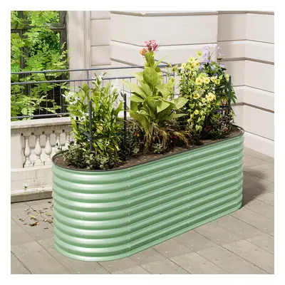 240cm W x 80cm D x 80cm H Oval-Shaped Galvanized Steel Raised Garden Bed