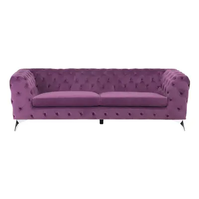 3 Seater Velvet Fabric Sofa Purple SOTRA