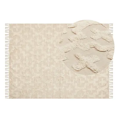 Cotton Area Rug x cm Beige ITANAGAR