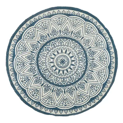 Round Jute Area Rug cm Blue ANADERE