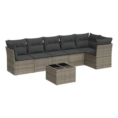 vidaXL Garden Sofa Set Piece with Cushions Outdoor Sofa Grey Poly Rattan