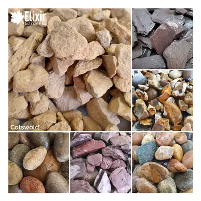 (Cotswold, 20kg x 2) Decorative Stone Coloured Pebbles Cobbles Slate Gravel Chippings Aggregates