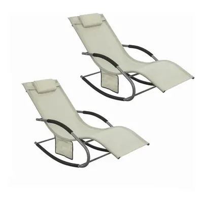 (Beige) SoBuy Set of Garden Rocking Chair OGS28-SCHx2