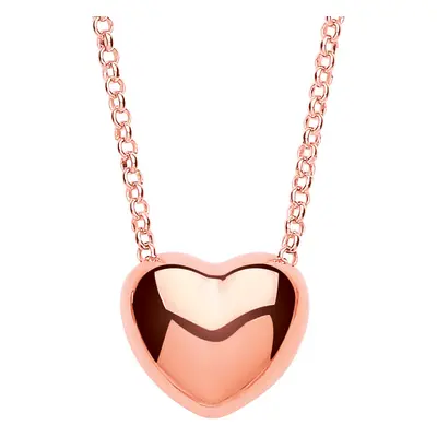 Jewelco London Ladies Rose Gold-Plated Sterling Silver Bubbly 3D Love Heart Charm Necklace inch 