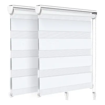 VOUNOT Set of Zebra Roller Blind Double Fabric, Day and Night Translucent or Blackout Vision Cur