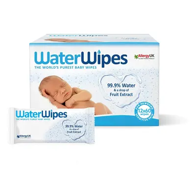 WaterWipes Baby Wipes, 99.9% Water, Unscented, Sensitive, Newborn Skin, Wet Wipes (12 Packs of W