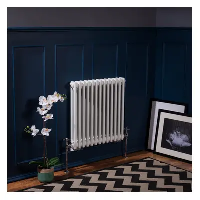 (600 x 605mm Triple, White) PlumbGalaxy Traditional-Style Cast Iron Radiator