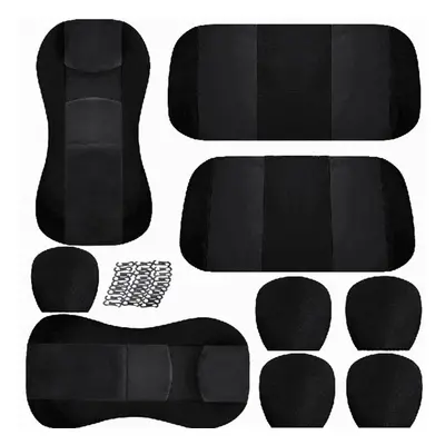 (Black) Universal Car Seat Cover Auto Interior Decoration Protectors Full Surround Headrest and 