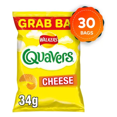 30 x Walkers Crisps Quavers Cheese Snacks 34g Suitable for Vegetarians