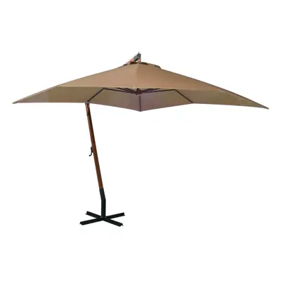 vidaXL Hanging Garden Parasol with Pole Outdoor Umbrella Taupe Solid Fir Wood