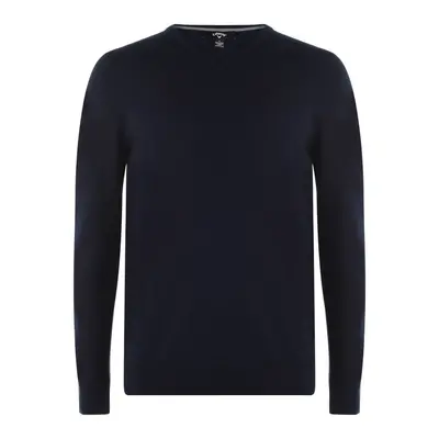 (Dark Navy, S) Callaway Mens V Neck Sweatshirt V-Neck Long Sleeve Lightweight Jumper Top