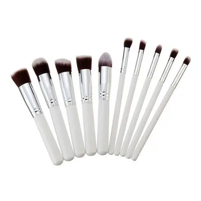 (White Silver) Makeup Brushes Kit Set Blush Face Foundation Powder Cosmetic