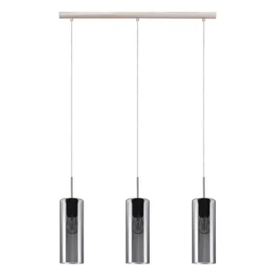 Pendant Light Satin Nickel Shade Black Transparent Glass Vaporized E27 3x15W