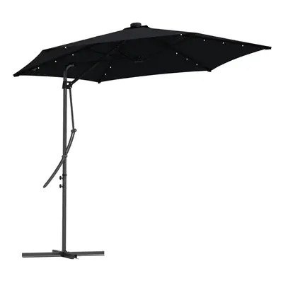 Outsunny 3(m) Cantilever Garden Parasol Umbrella W/ Solar LED and Cover, Black