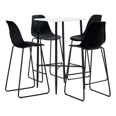 vidaXL Piece Bar Set Plastic Black Pub Bistro Dining Breakfast Table Chair