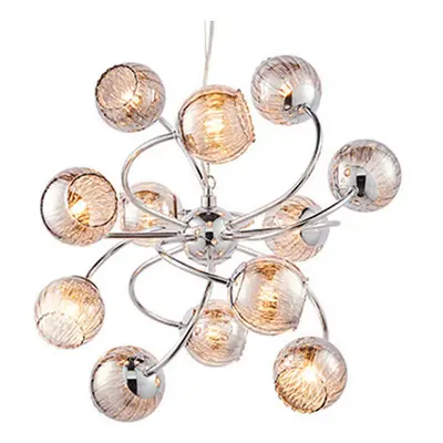 Hanging Ceiling Pendant Light CHROME & GLASS Light Lamp Bulb Holder Fitting