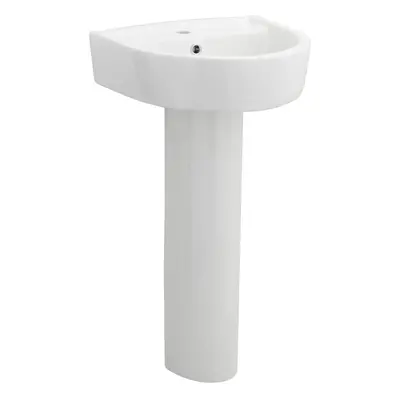 D Shape Tap Hole Basin & Full Pedestal - 420mm - Balterley