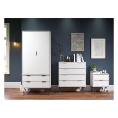 White Door Drawer Double Wardrobe Cupboard Bedroom Storage With Clothes Rail