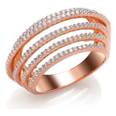 (P) Jewelco London Rose Gold-Plated Sterling Silver Cubic Zirconia Fancy Eternity Ring