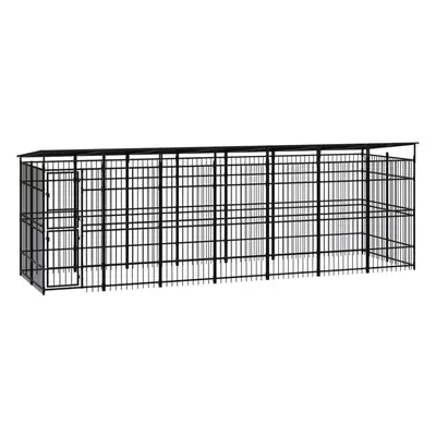 vidaXL Outdoor Dog Kennel with Roof Steel Puppy Enclosure Dog Pet Supply Cage