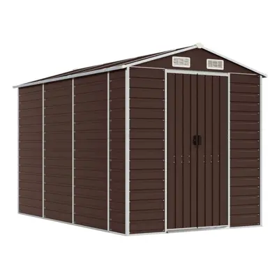 (brown, x x cm) vidaXL Garden Shed Outdoor Storage Shed Patio Yard Tool Shed Galvanised Steel