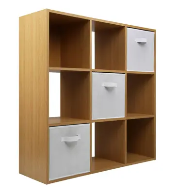 (3 White Drawers) Charles Jacobs Oak Cube Open Book Shelf Storage