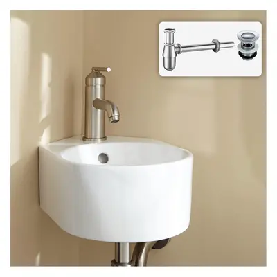 Palmer x 435mm Wall Hung Corner Basin with Bottle Trap And Waste