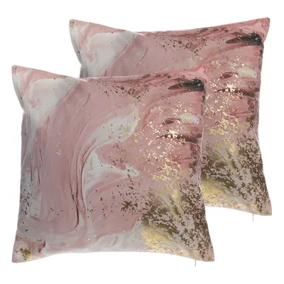 Set of Decorative Cushions LANTANA x cm Pink Marble Effect