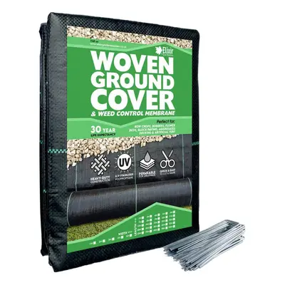 (4m, 30m) Woven Ground Cover/Weed Control Landscaping Membrane with Steel Staples