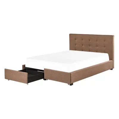 Bed with Storage Drawers ROCHELLE x cm (EU Super King) Fabric Brown