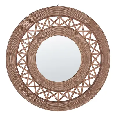 Wall Mirror CACOMA Bamboo Wood Brown