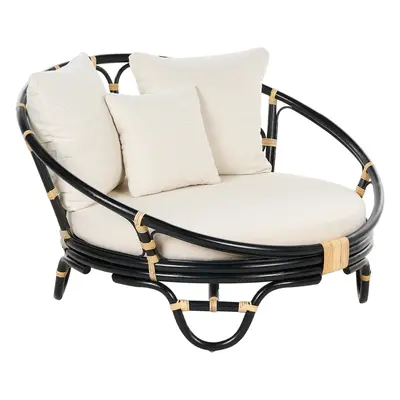 Garden Daybed ROSSANO Rattan Black