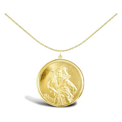 Jewelco London Solid 9ct Yellow Gold Double Sided St Christopher Medallion Pendant - JPM037