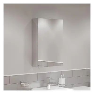 Single Door Bathroom Mirror Cabinet Cupboard Stainless Steel Wall Mounted 400mm