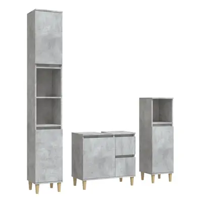 (concrete grey) vidaXL Bathroom Cabinet Set Washroom Vanity Unit Set Piece Engineered Wood