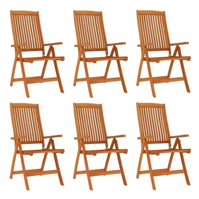 (6) vidaXL 2/4/6/8x Solid Wood Eucalyptus Folding Garden Chairs Foldable Chair