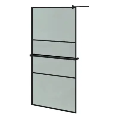 (black, x cm) vidaXL Walk-in Shower Wall Bath Enclosure with Shelf ESG Glass and Aluminium