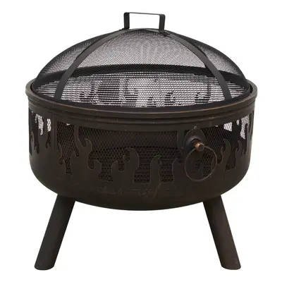 Deluxe Firepit, Fireplace, Outdoor Patio Heater with Cooking Grill, Safety Screen & Poker - DG11