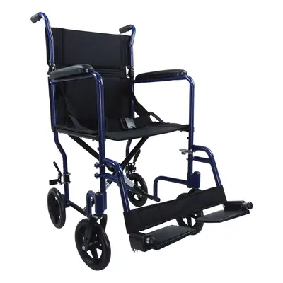 Compact Attendant Propelled Lightweight Aluminium Transit Wheelchair - Blue