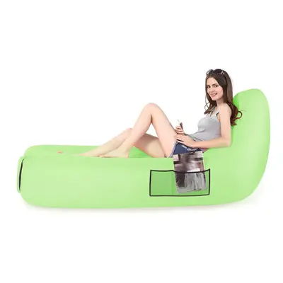 (Green) Portable Inflatable Lounger Sleeping Couch EU patent for Traveling Camping Beach Backyar