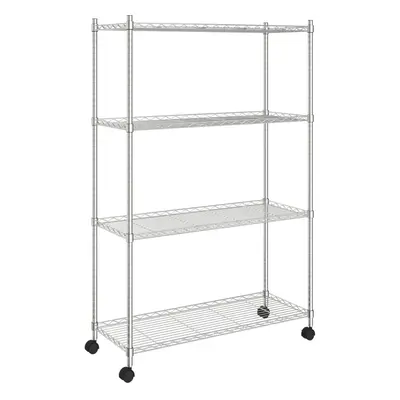 vidaXL 4-Tier Storage Shelf with Wheels Storage Shelving Unit Chrome kg