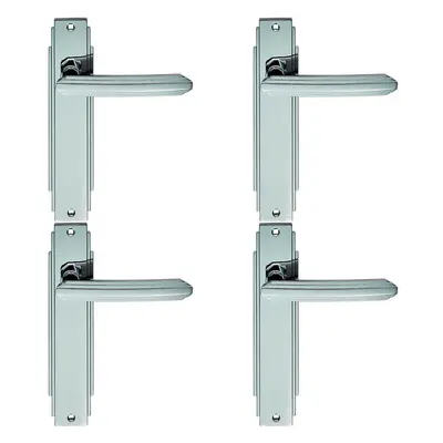 4x PAIR Line Detailed Handle on Latch Backplate x 45mm Polished Chrome