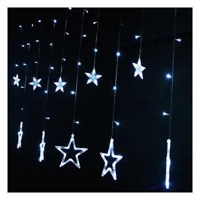 (White) 220V LED Light String Star Shape Curtain Light Home Decor Celebration Festival Wedding