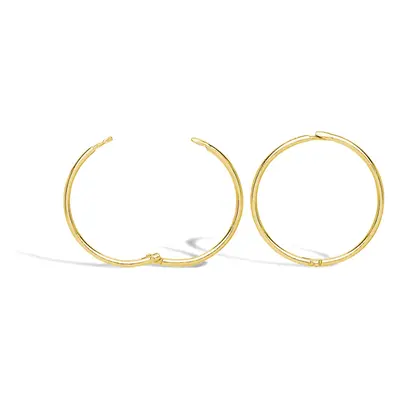 Jewelco London Solid 9ct Yellow Gold Hinged Sleeper 1mm Hoop Earrings 15mm - JER649B