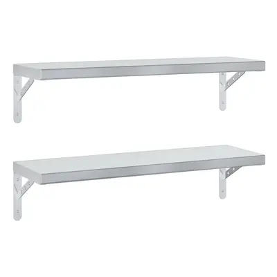 vidaXL Wall Shelves Floating Shelf Storage Shelf pcs Silver Stainless Steel